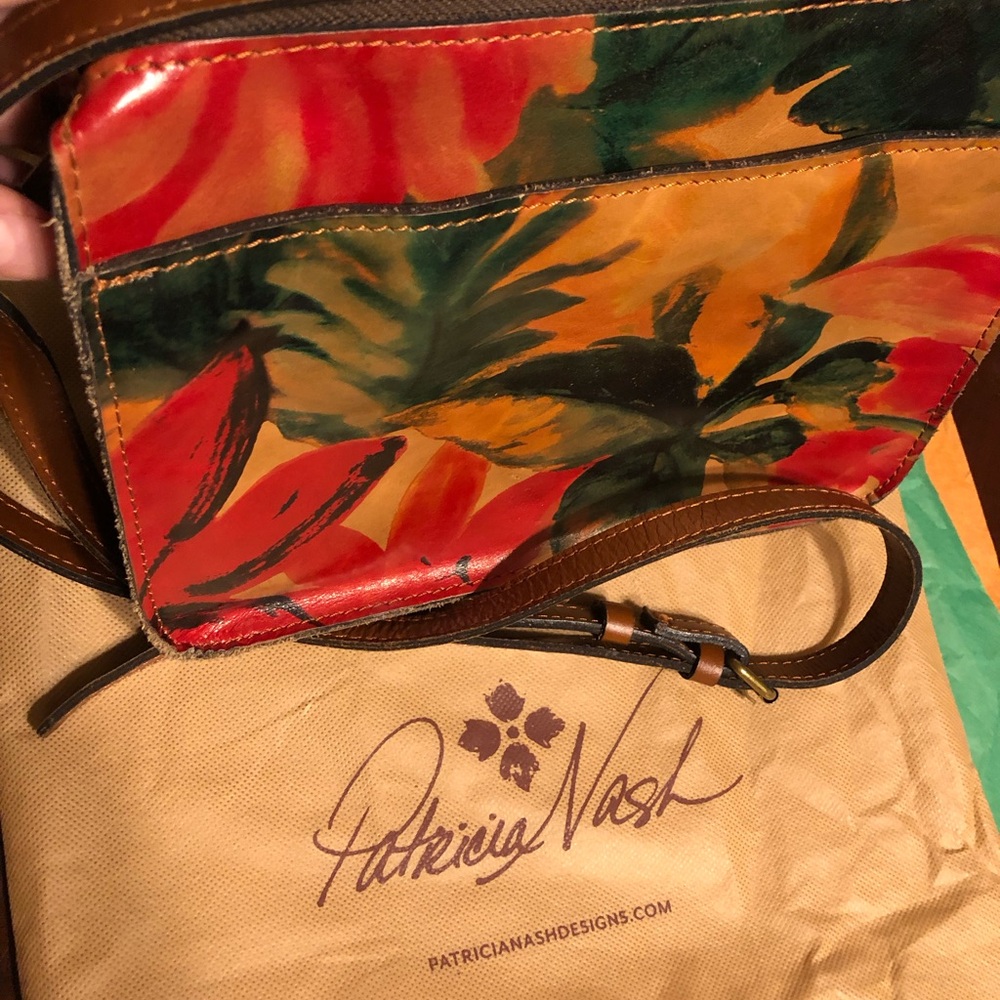 Patricia Nash Painted Floral Leather Crossbody Bag in Earth Colors